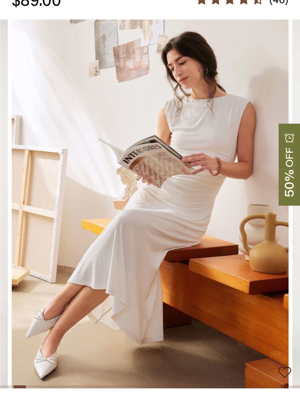 OGL White Sleeveless Midi Dress